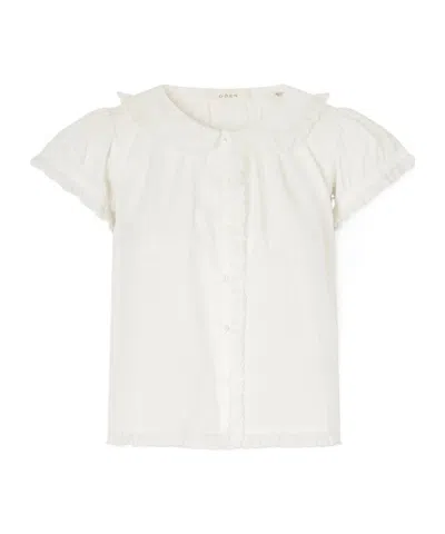 Doen Pleated Short-sleeve Shirt In White