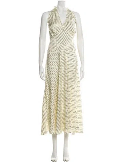 Pre-owned Doen Polka Dot Print Long Dress In Neutral