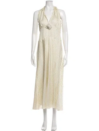 Pre-owned Doen Polka Dot Print Long Dress In Neutral