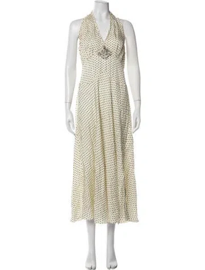 Pre-owned Doen Polka Dot Print Long Dress In Neutrals