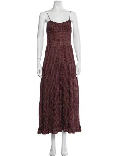 Pre-owned Doen Polka Dot Print Long Dress In Red