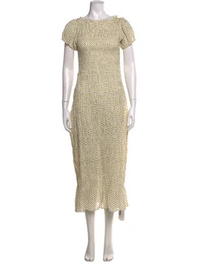 Pre-owned Doen Polka Dot Print Midi Length Dress In Neutrals