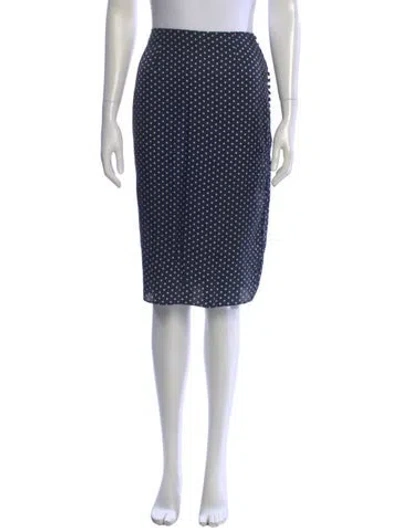Pre-owned Doen Polka Dot Print Midi Length Skirt In Blue