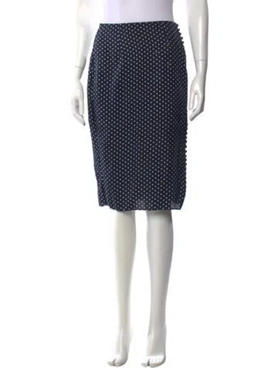 Pre-owned Doen Polka Dot Print Midi Length Skirt In Blue