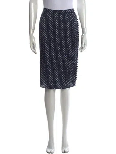 Pre-owned Doen Polka Dot Print Midi Length Skirt In Blue
