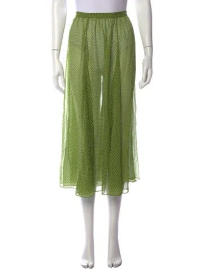 Pre-owned Doen Polka Dot Print Midi Length Skirt In Green