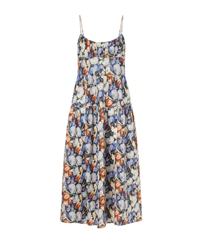 Doen Print Ramie Midi Dress In Multi