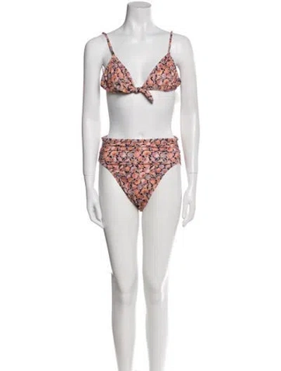 Pre-owned Doen Printed Bikini In White