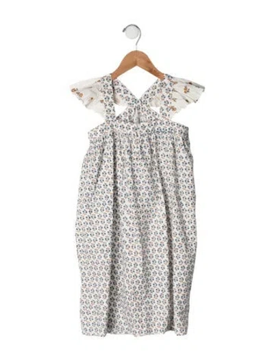 Pre-owned Doen Kids' Printed Casual Dress In White