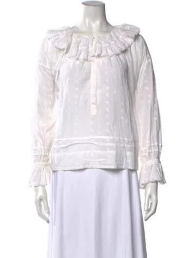 Pre-owned Doen Printed Crew Neck Blouse In Neutrals