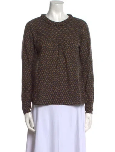 Pre-owned Doen Printed Crew Neck Sweatshirt In Black