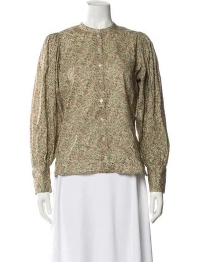 Pre-owned Doen Printed Crew Neck Sweatshirt In Green