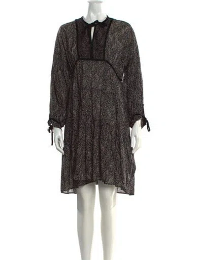 Pre-owned Doen Printed Knee-length Dress In Black