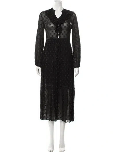 Pre-owned Doen Printed Long Dress In Black