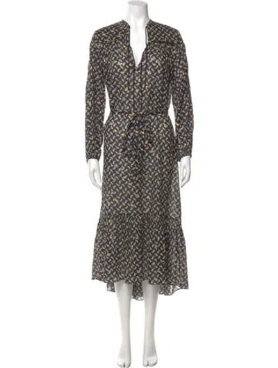 Pre-owned Doen Printed Long Dress In Black