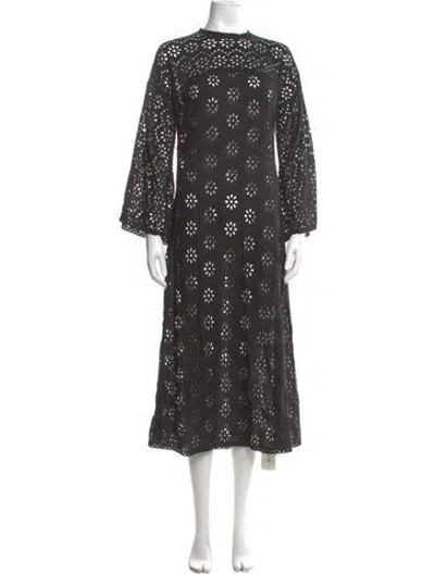 Pre-owned Doen Printed Long Dress In Black