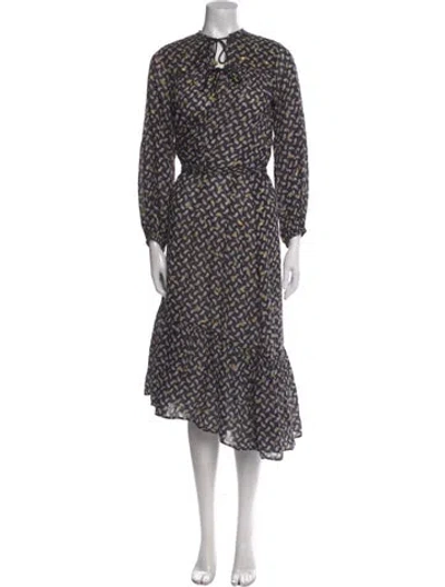 Pre-owned Doen Printed Long Dress In Black