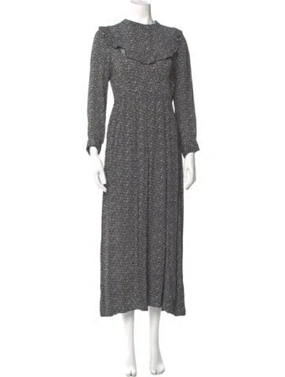 Pre-owned Doen Printed Long Dress In Black