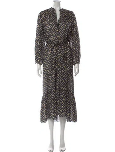 Pre-owned Doen Printed Long Dress In Black