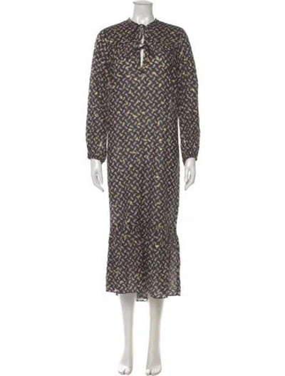 Pre-owned Doen Printed Long Dress In Black