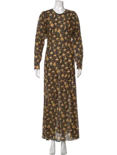 Pre-owned Doen Printed Long Dress In Black