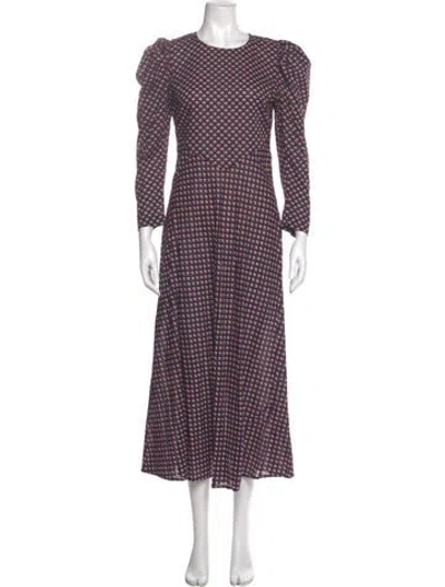 Pre-owned Doen Printed Long Dress In Blue