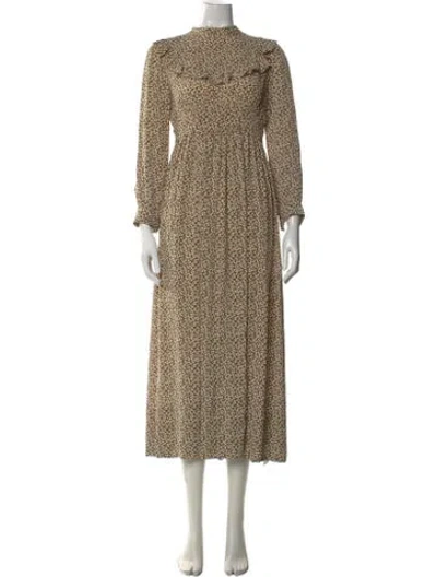 Pre-owned Doen Printed Long Dress In Green