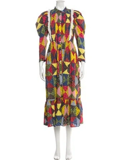 Pre-owned Doen Printed Long Dress In Multi