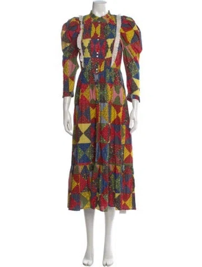 Pre-owned Doen Printed Long Dress In Multi