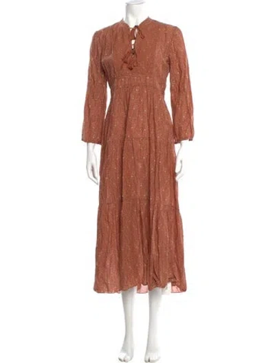 Pre-owned Doen Printed Long Dress In Neutral