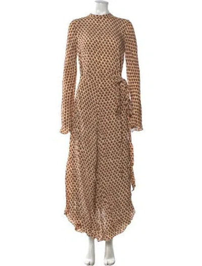 Pre-owned Doen Printed Long Dress In Neutral