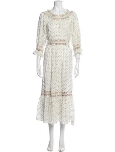 Pre-owned Doen Printed Long Dress In Neutral