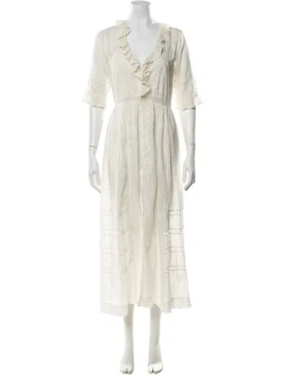 Pre-owned Doen Printed Long Dress In Neutrals