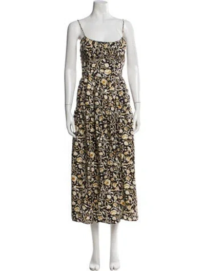 Pre-owned Doen Printed Long Dress In Yellow
