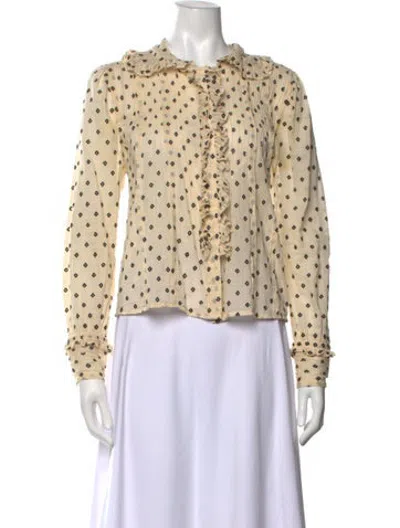 Pre-owned Doen Printed Long Sleeve Blouse In Black/neutrals