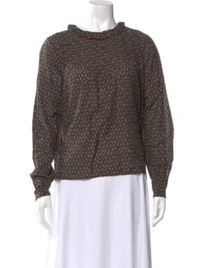 Pre-owned Doen Printed Long Sleeve Blouse In Multi