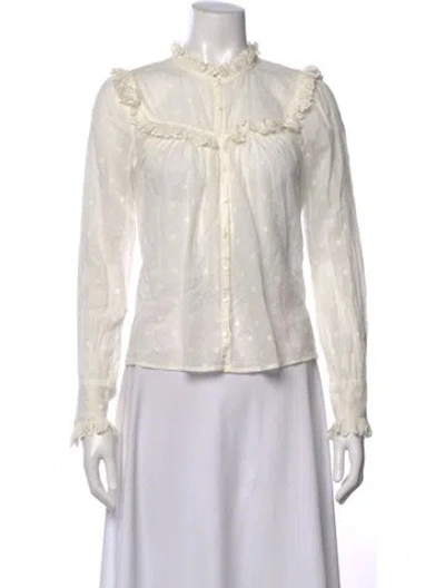 Pre-owned Doen Printed Long Sleeve Blouse In Neutral