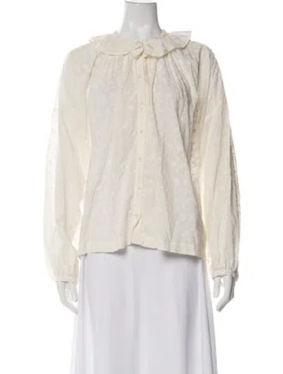 Pre-owned Doen Printed Long Sleeve Blouse In Neutrals
