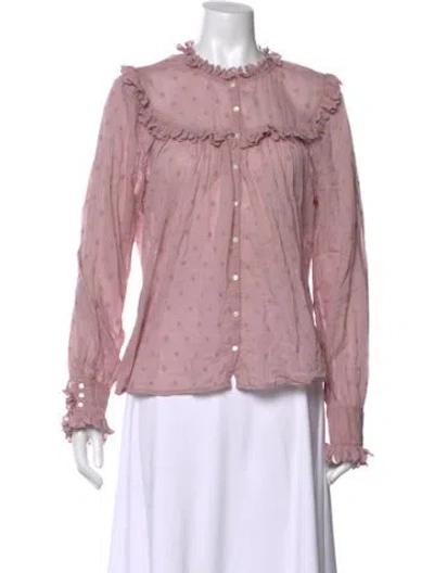 Pre-owned Doen Printed Long Sleeve Blouse In Pink