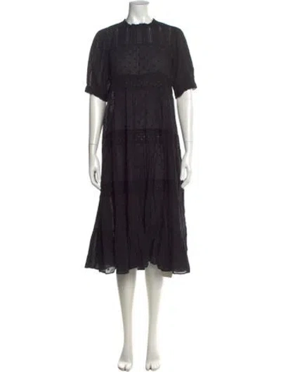 Pre-owned Doen Printed Midi Length Dress In Black