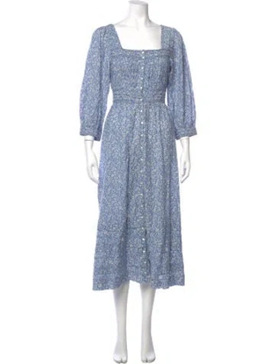 Pre-owned Doen Printed Midi Length Dress In Blue
