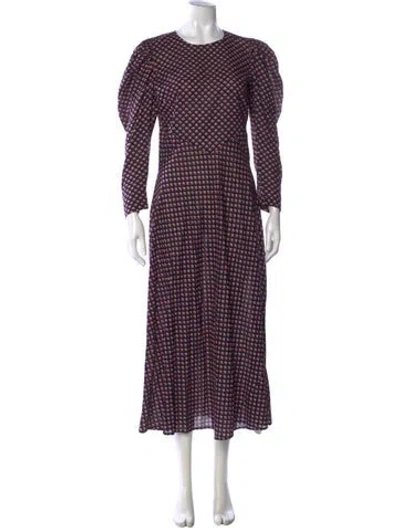 Pre-owned Doen Printed Midi Length Dress In Blue