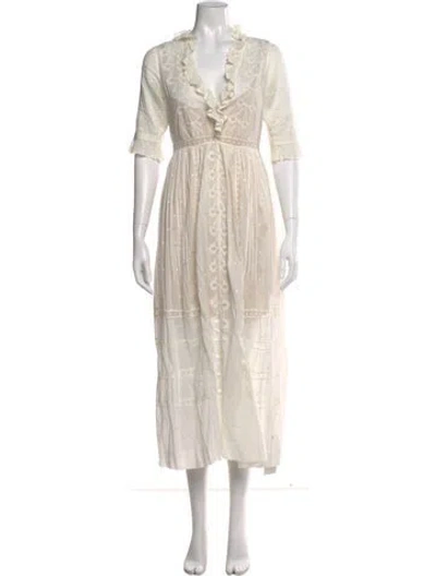 Pre-owned Doen Printed Midi Length Dress In Neutral