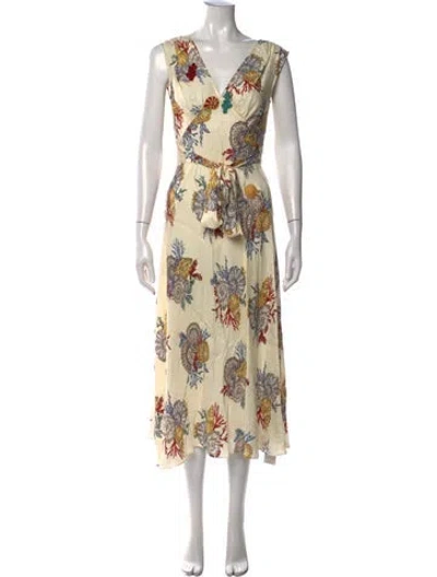 Pre-owned Doen Printed Midi Length Dress In Neutrals