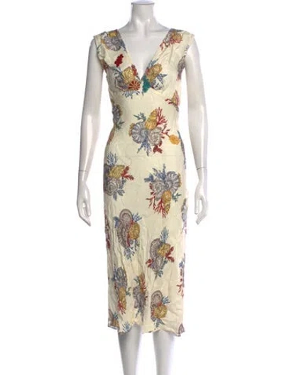 Pre-owned Doen Printed Midi Length Dress In Neutrals