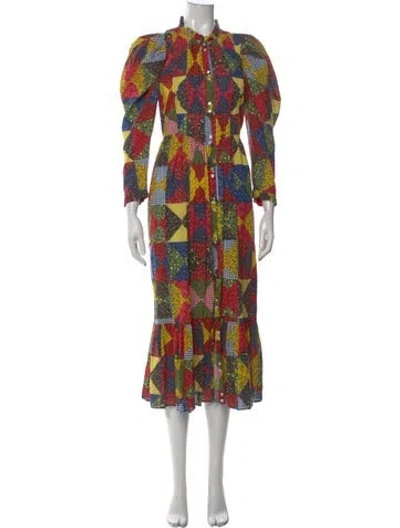 Pre-owned Doen Printed Midi Length Dress In Red