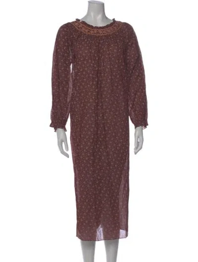 Pre-owned Doen Printed Midi Length Dress W/ Tags In Burgundy