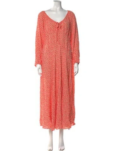 Pre-owned Doen Printed Midi Length Dress W/ Tags In Red