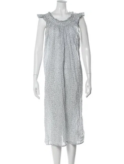 Pre-owned Doen Printed Midi Length Dress In White