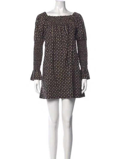 Pre-owned Doen Printed Mini Dress In Black